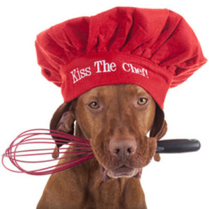 Chef dog kiss